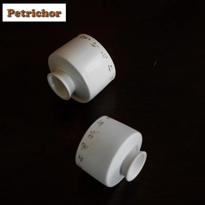 2 قطعة/الوحدة مسحوق يين مكتوبة بخط اليد الشعر نثر فنجان الشاي عالية القدم وعاء الشاي إبريق الماء الشاي تذوق رائحة كوب تشازان كوب رئيسي 65 مللي #6