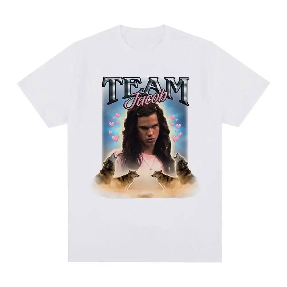 Y2K تي شيرت كلاسيكي فريق جاكوب فريق إدوارد نمط تي شيرت متعة ميمي ملابس بأكمام قصيرة المتضخم تي شيرت ملابس الشارع للجنسين