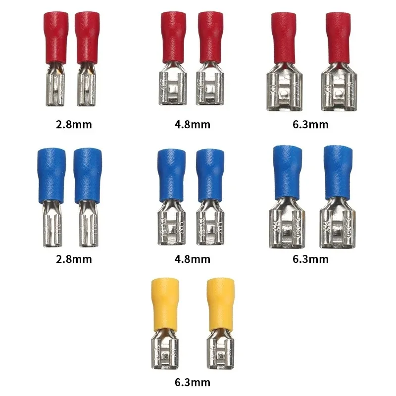 100/50/10Pcs 2.8mm 4.8mm 6.3mm Insulated Seal Spade Wire Connector Female Crimping Terminals Electrical Crimp Terminal Splices