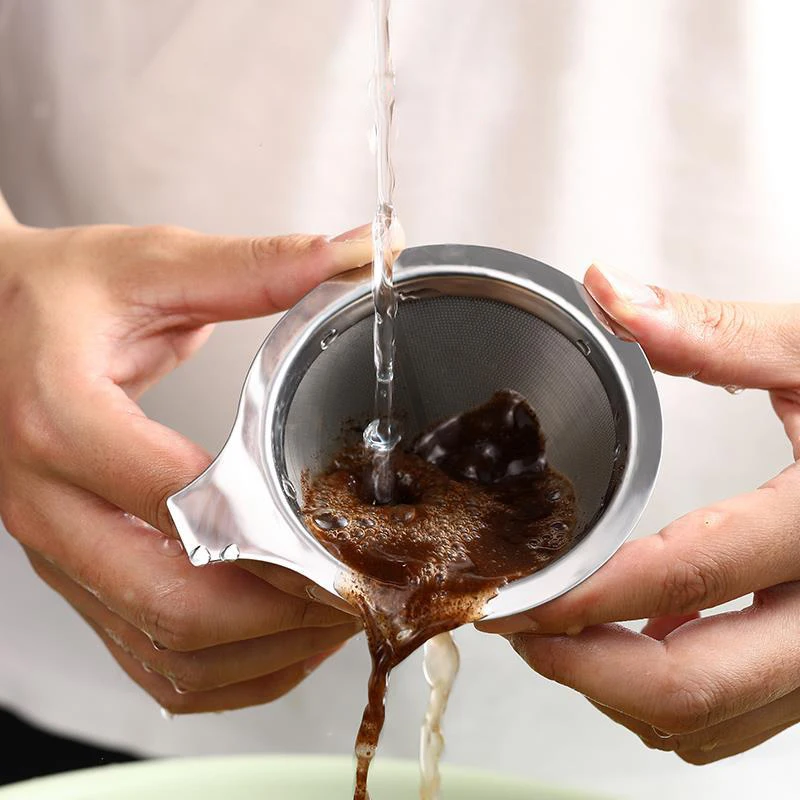 Double Layer Coffee Filter 304 Stainless Steel Reusable Holder Pour Over Coffees Dripper Mesh Coffee Filter Coffee Accessories