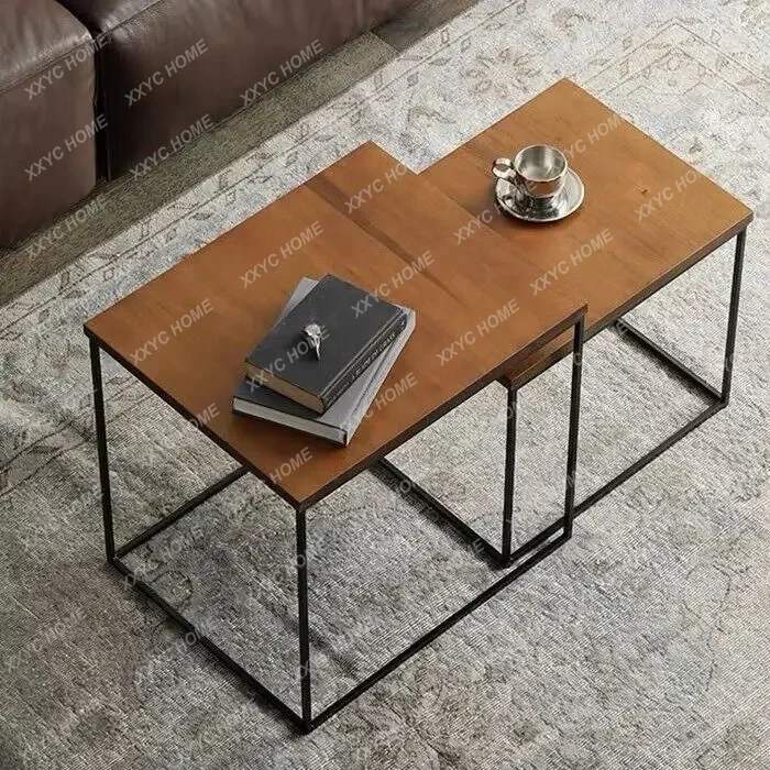 A  LNordic imported boxwood solid wood multi-functional edge several modern simple wrought iron combination