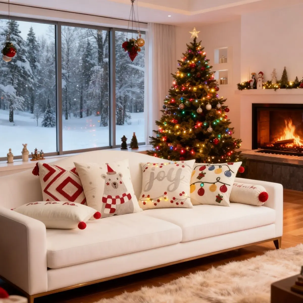 

Christmas Bell Embroidered Cushion Cover Red Christmas Geometric Tufted Throw Pillow Covers Holiday Party Home Decor Living Room