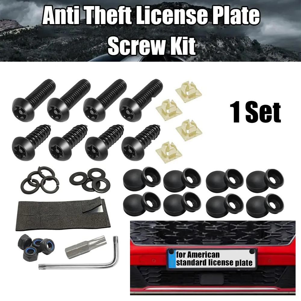 

1Set Car License Plate Anti Theft Modified Retainers Screw Buckle Auto Fender Frame License Security Bolts Clips Kit Accessories