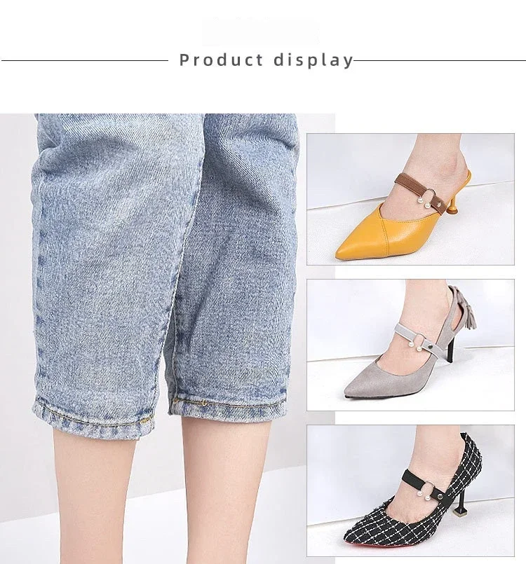 Perlenverzierte, elastische, abnehmbare Schuhriemen für den Knöchel, rutschfeste Schuhhalterung, verhindert das Abrutschen von High Heels, Schuhzubehör. – Detail 9