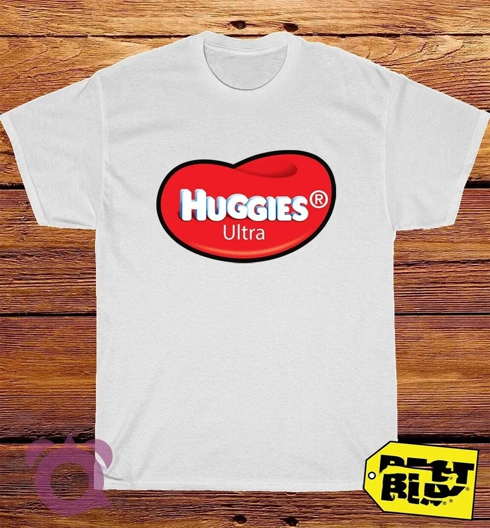 

Новинка лета 2025 года, рубашка Huggies Ultra с логотипом, американская забавная футболка с принтом, хлопковая футболка с круглым вырезом для мужчин и женщин