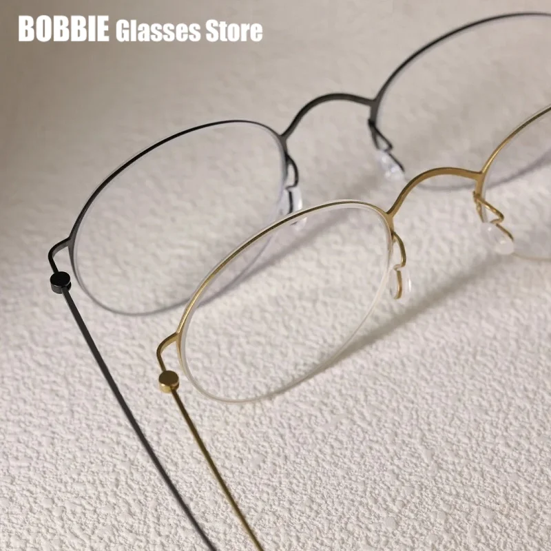 Glasses Frame Classic Round Men Women Eyeglasses Titanium TT Air Eyewear Brand Design Gafas 6g Light Thin Rim Denmark No Screws