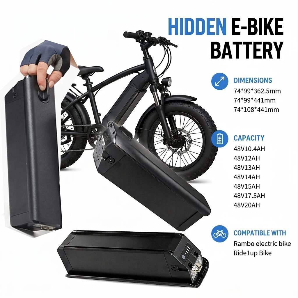 Rambo Savage Venom Nomad Rebel Megatron Krusader Pursuit Hellcat FS Hidden Ebike Battery 48V 10.4AH 14AH for Ride1up Bike