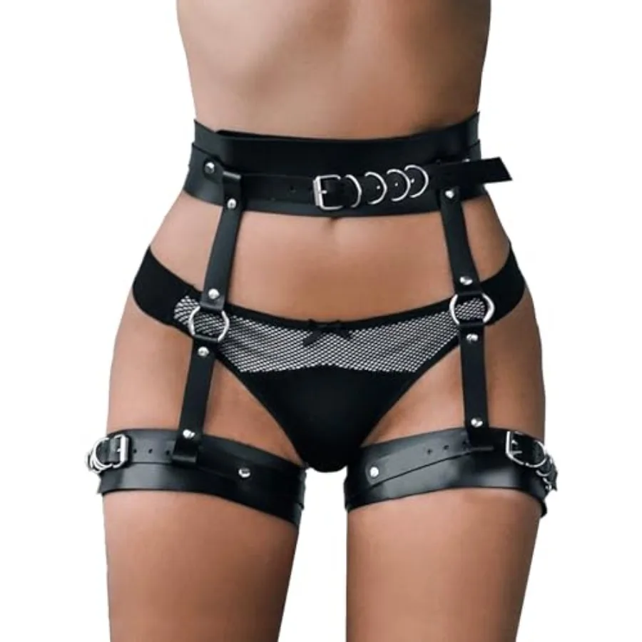 

Women's Garter Belts Punk Leather Adjustable Body Harness