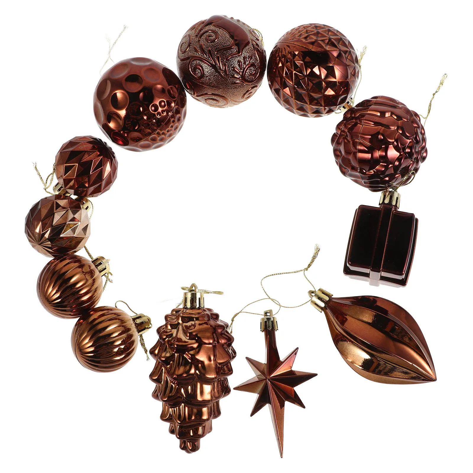 

12 Pcs Christmas Ball Pendant Fall Ornaments for Tree Brown Shatterproof Holiday Decorations Plastic Decorative Hanging