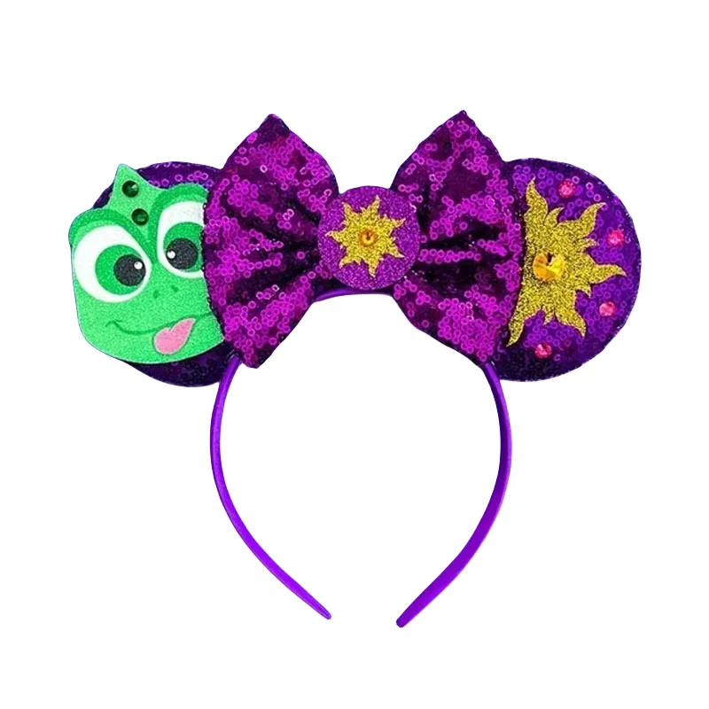 Nova disney rapunzel micey mouse orelhas headbands girassol lantejoulas arco hairband para mulheres meninas crianças camaleão acessório de cabelo