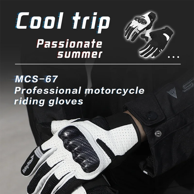 Motorcycle Leather Gloves Carbon Fiber Shell Suitable for Bike Gloves Skateboard Gloves Outdoor Gloves