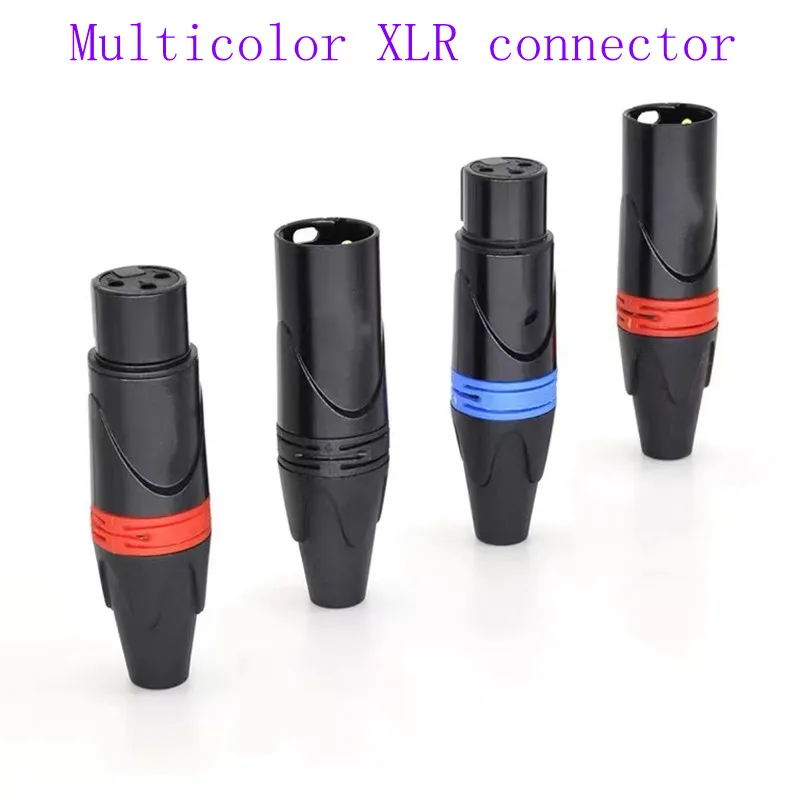 Multicolor Gold-plated Pin 3-core XLR Connector  Audio Microphone Female Jack+male Jack Professional Adapter