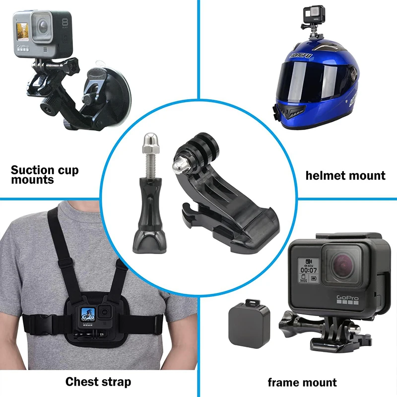 For GoPro Hero 13 12 11 10 9 J Hook Buckle Torso Helmet Mount Base For Insta 360 X5 X6 DJI Action 6 4 5 Pro OSMO 360 Accessories