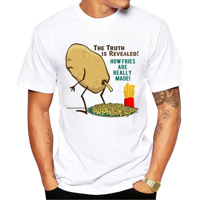Fashion Fries Made Design Men T-Shirt Short Sleeve Tops Potato Made Fries Printed Tshirts Funny t shirts Essential Tee