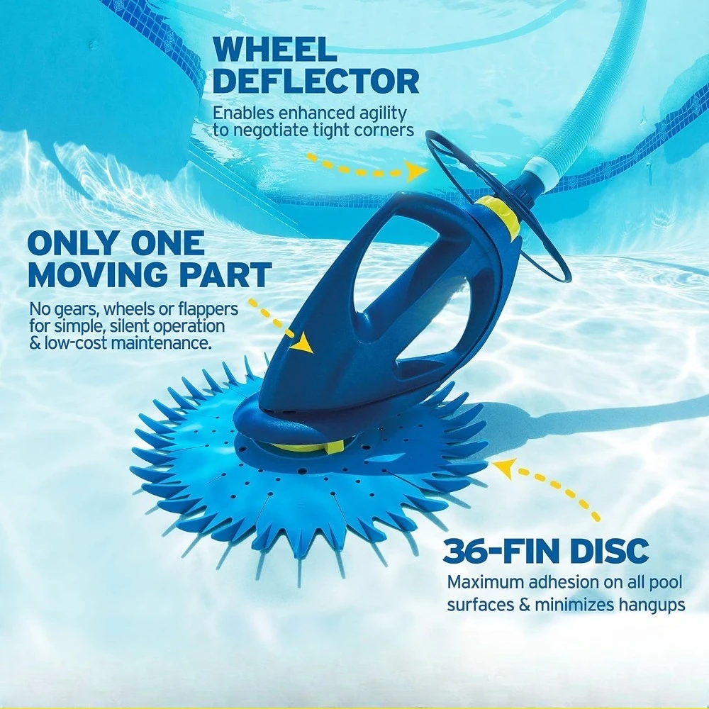 مطعم - منظف حمام السباحة الأوتوماتيكي ذو الجانب الشفط المتقدم، أزرق، 24 بوصة طول × 12 بوصة عرض × 24 بوصة ارتفاع، سهل الاستخدام - شحن مجاني، تخفيضات ساخنة. #4