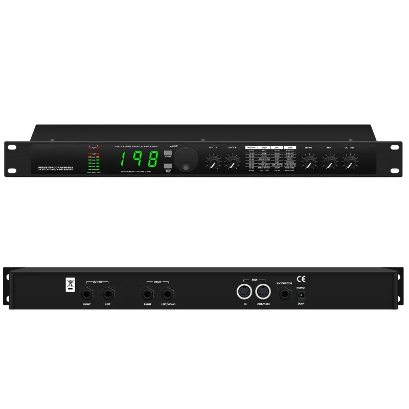 MIC4 MicroVerb4 Digital Multi-Effect Processor 199 DSP Effects Guitar Stage Live Audio Effector