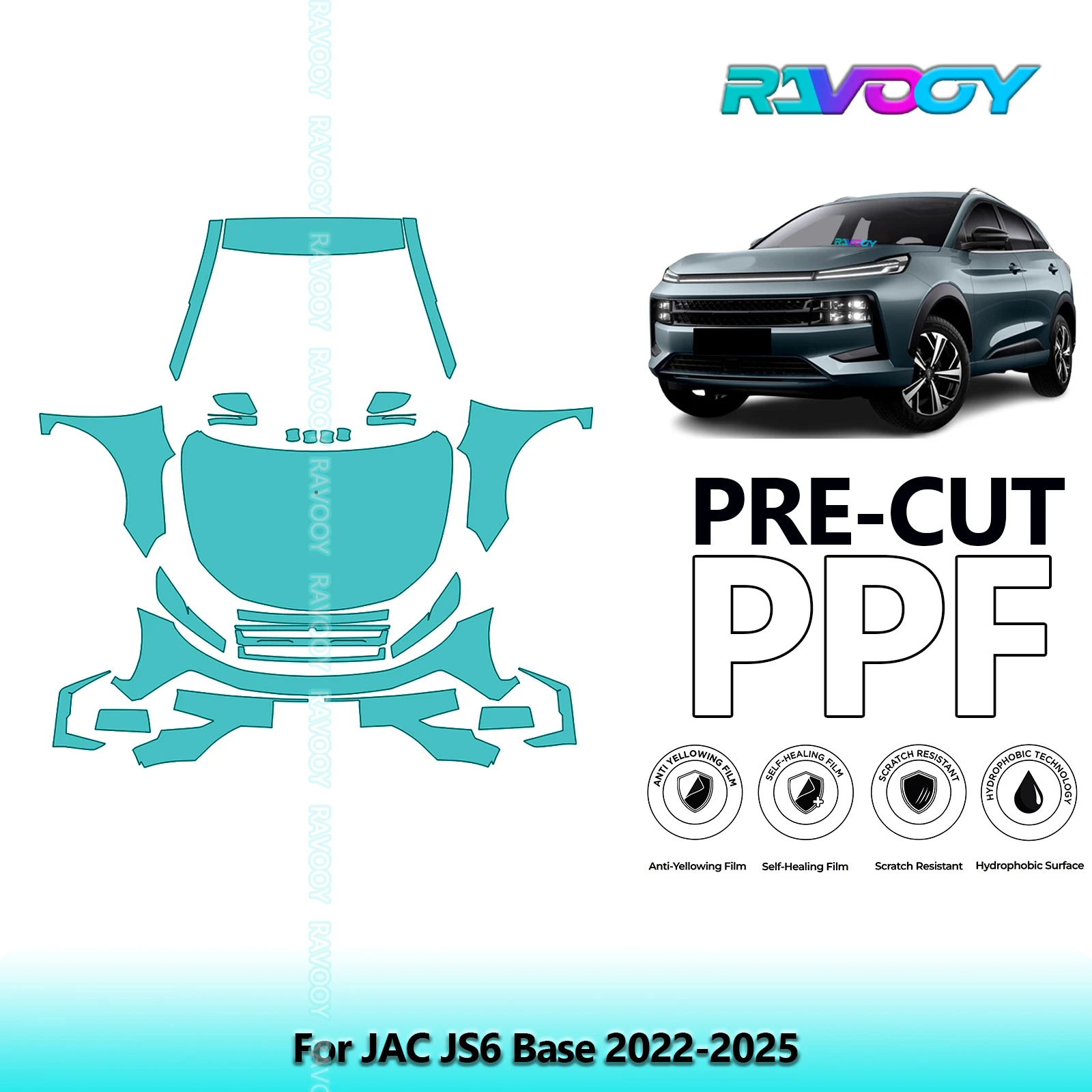 

Car Front Kit Clear Bra Precut PPF Paint Protection Film For JAC JS6 Base 2022-2025