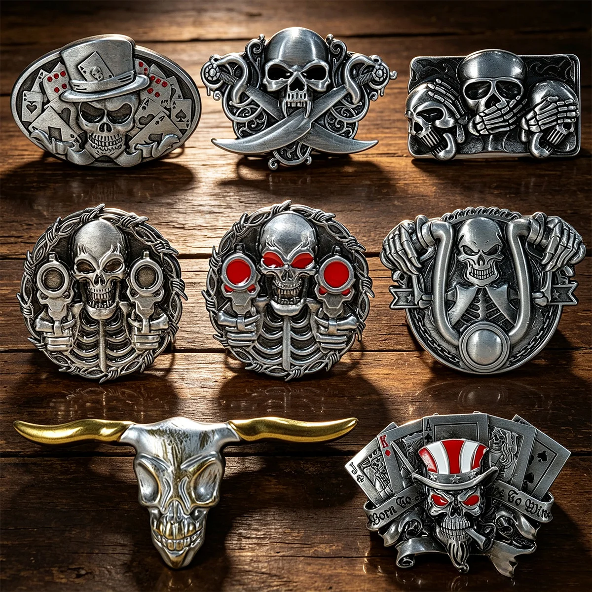 Oil-Dripping Skull Eye Cross Skull Head Buckle, A Unique Western Minimalist Men's Novel Belt Buckle, Halloween Style