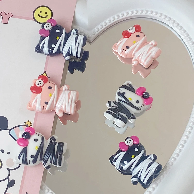 1PC Cartoon Decoration Kawaii Halloween Mummy Hello Kitty Skeleton Resin Accessories DIY Hairpin Big Nail Art Charms Ornaments