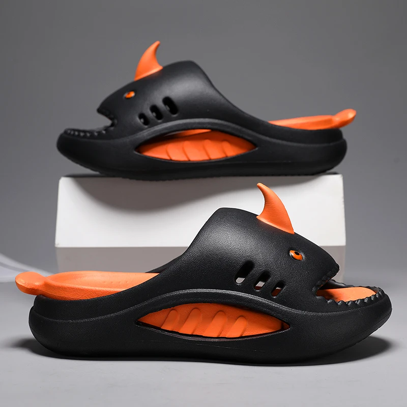 

Shark Child Slippers Beach Soft Sole Cute Luxury Kids Casual Shoes Clouds Slides Non-slip Design Barefoot Shoes Kid Size 24-35