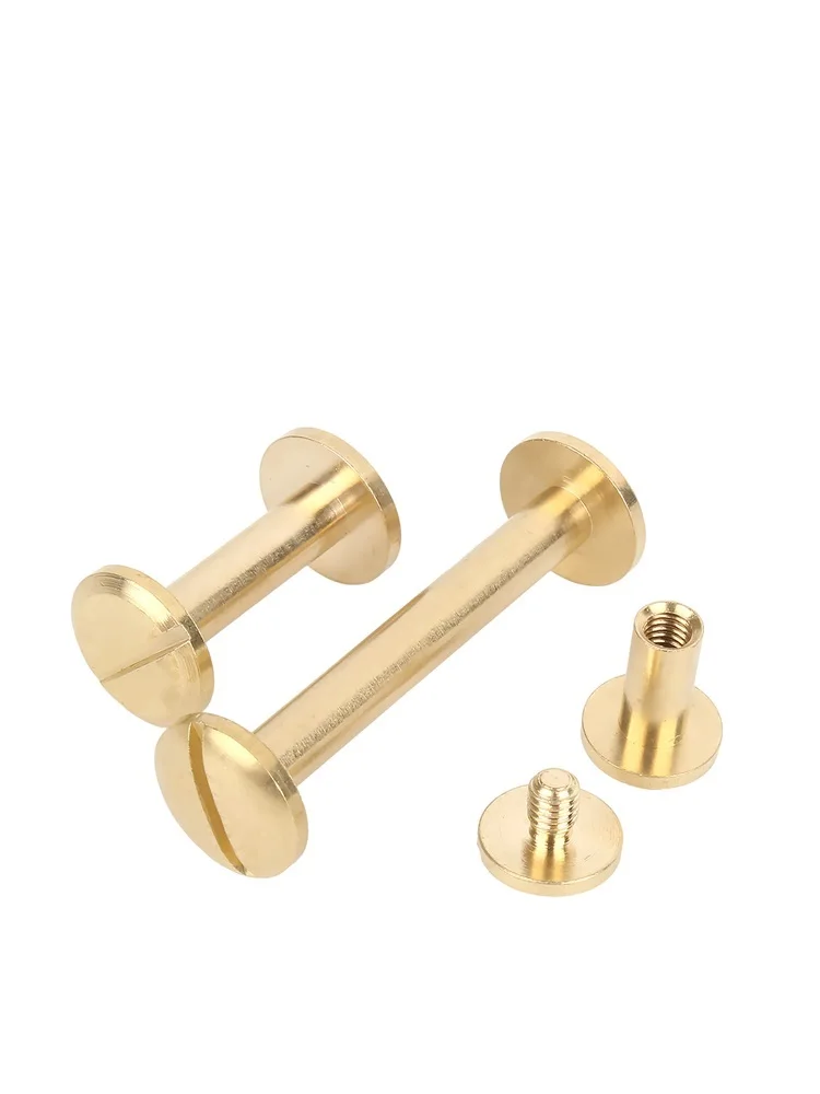 10 Sets Solid Brass Binding Screws M4 Chicago Screws Screw Studs for Photo Album Leather Craft Belt Wallet