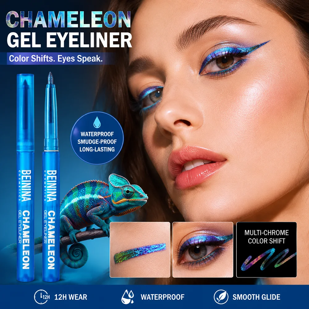 Shiny Chameleon Metallic Blue Eyeliner Gel Pen Eyeshadow Multicolor Eye Liner Pearlescent Polarized Glitter Eye Pigment Cosmetic