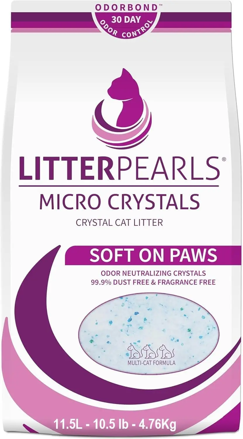 

Unscented Non-Clumping Crystal Cat Litter with Odorbond, 10.5 Pounds - Micro Crystals for Freshness