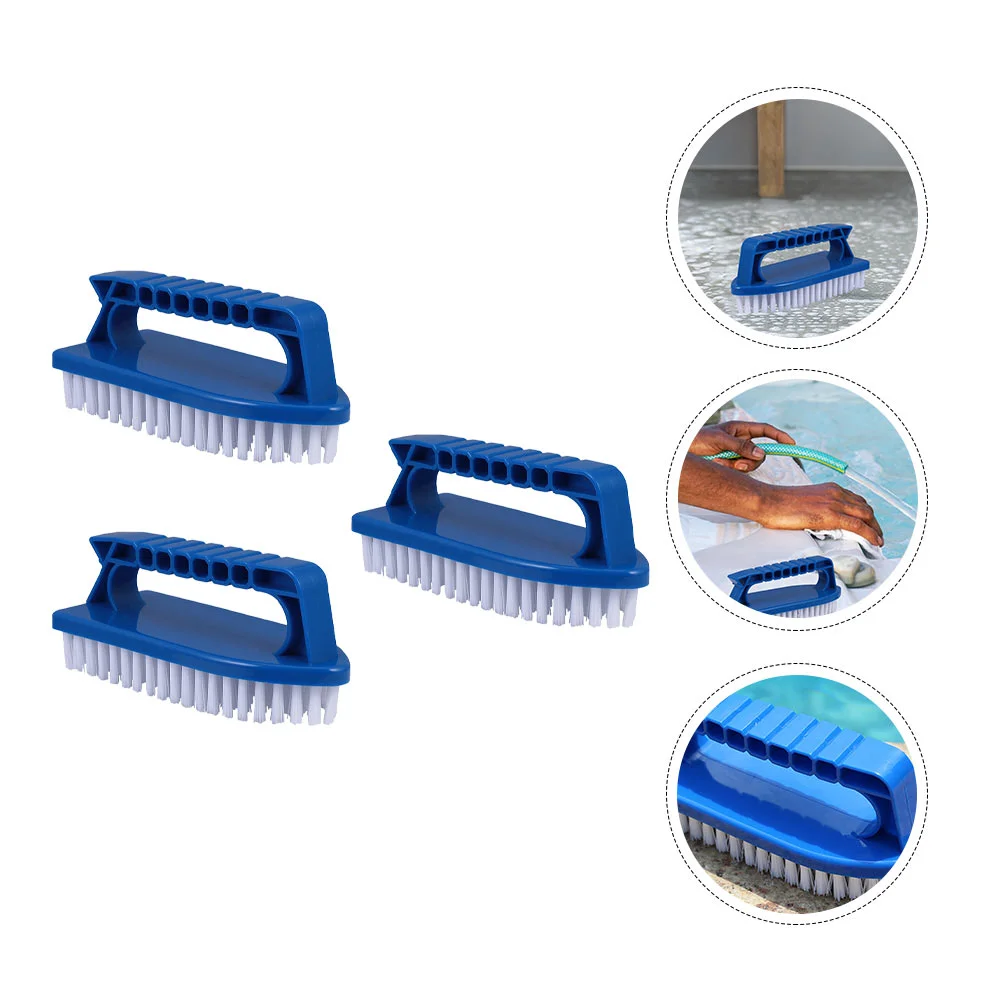 3 Pcs Handheld Pool Cleaning Brush Multi-purpose Scrub for Grout Plastic Bathroom Sink Tool In-ground