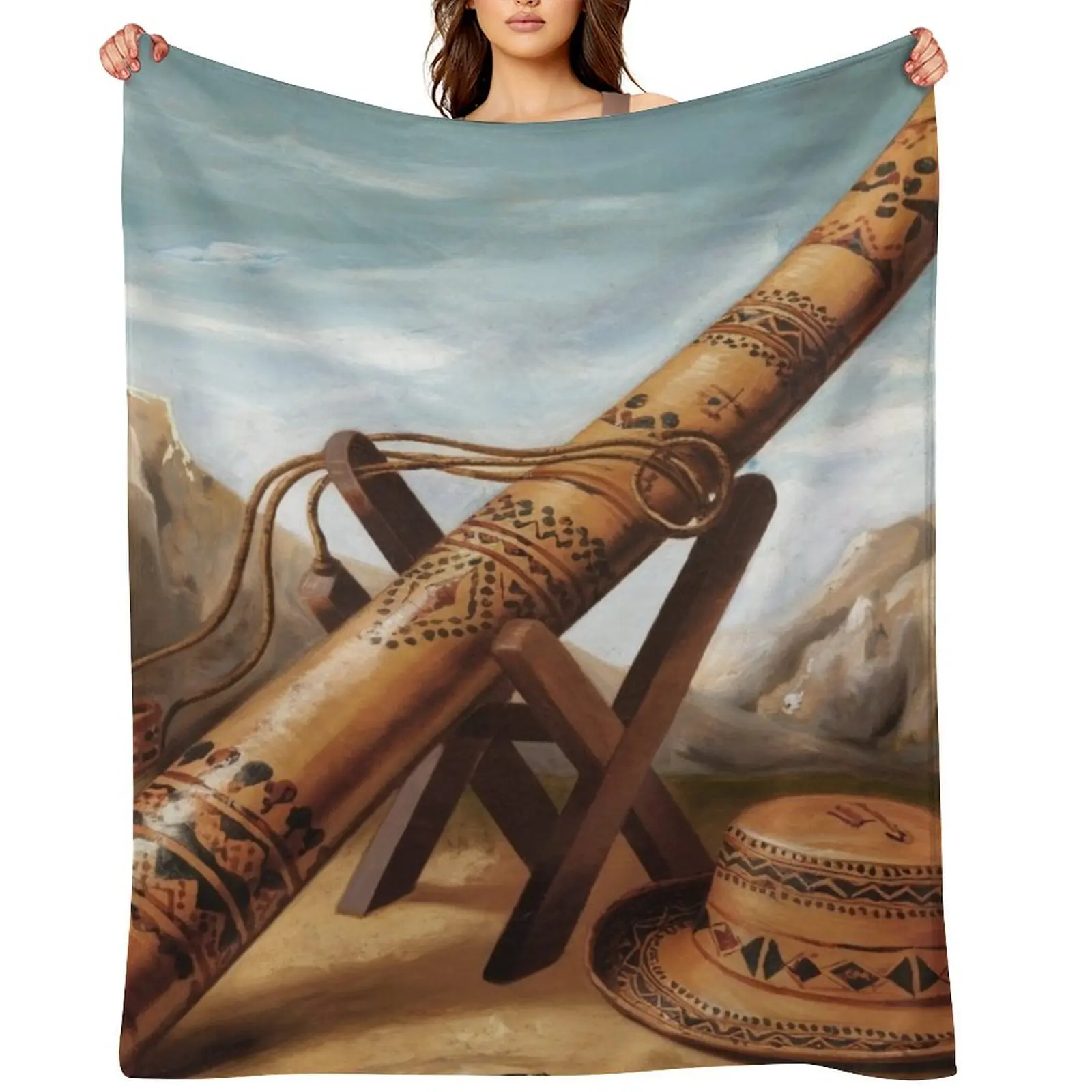 

DIDGERIDOO. Didgeridoo player Throw Blanket Tourist heavy to sleep Bed linens Plaid on the sofa Blankets