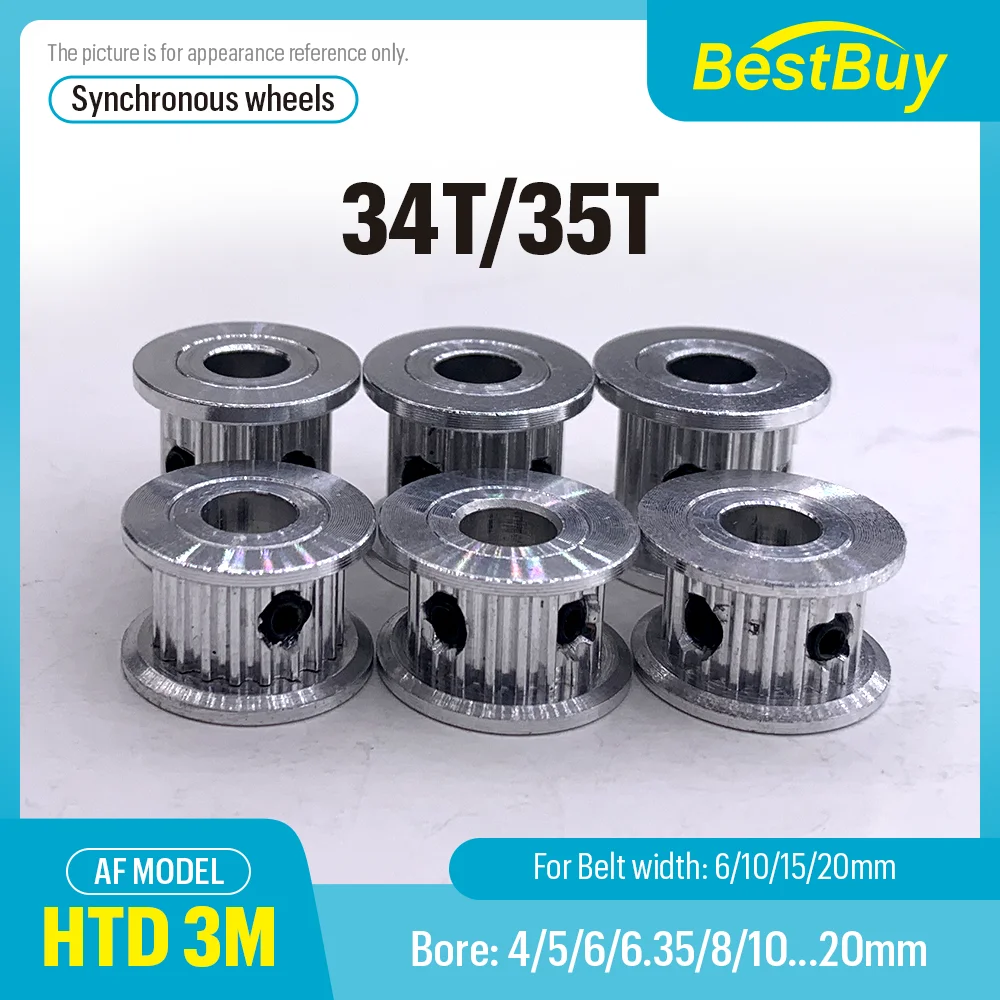 

34T/35Teeth Synchronizing Wheel Bore 4-20mm Timing Belt Width 6/10/15/20mm 3D printer CNC Parts HTD 3M