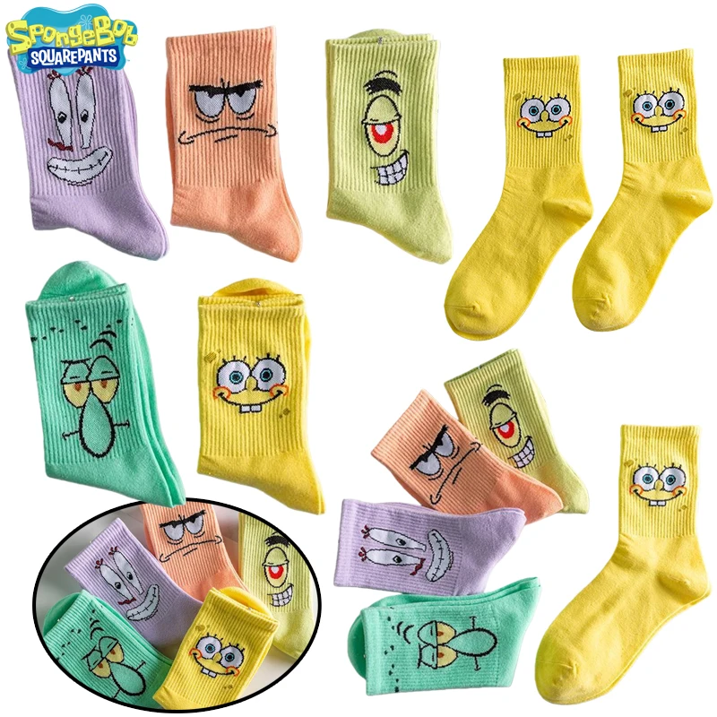 

Носки с Губкой Бобом для мужчин и женщин, спортивные носки с мультяшным Патриком Старом, забавные хлопковые носки в стиле хип-хоп, милые носки до колена с Квадратником