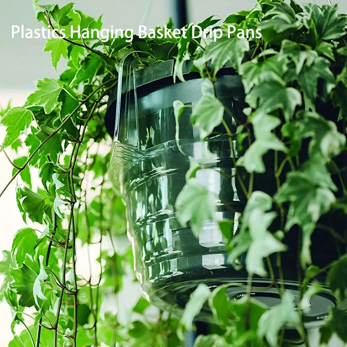 5pcs plastic hanging basket drip trays round hanging planter water catcher saucers clear plant pot for indoor outdoor garden
