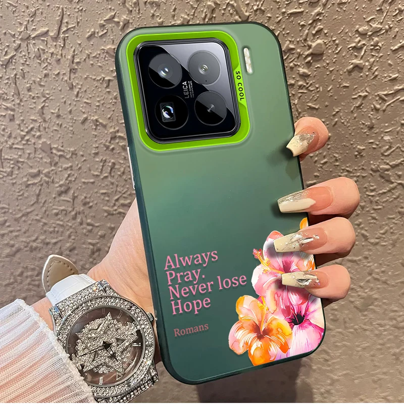 Religious Hibiscus Frosted Case for Xiaomi Mi 15 15T 14 Ultra 14T 13T 12T 11 Lite POCO F6 F5 X8 X7 X6 X5 Pro Max Acrylic Cover
