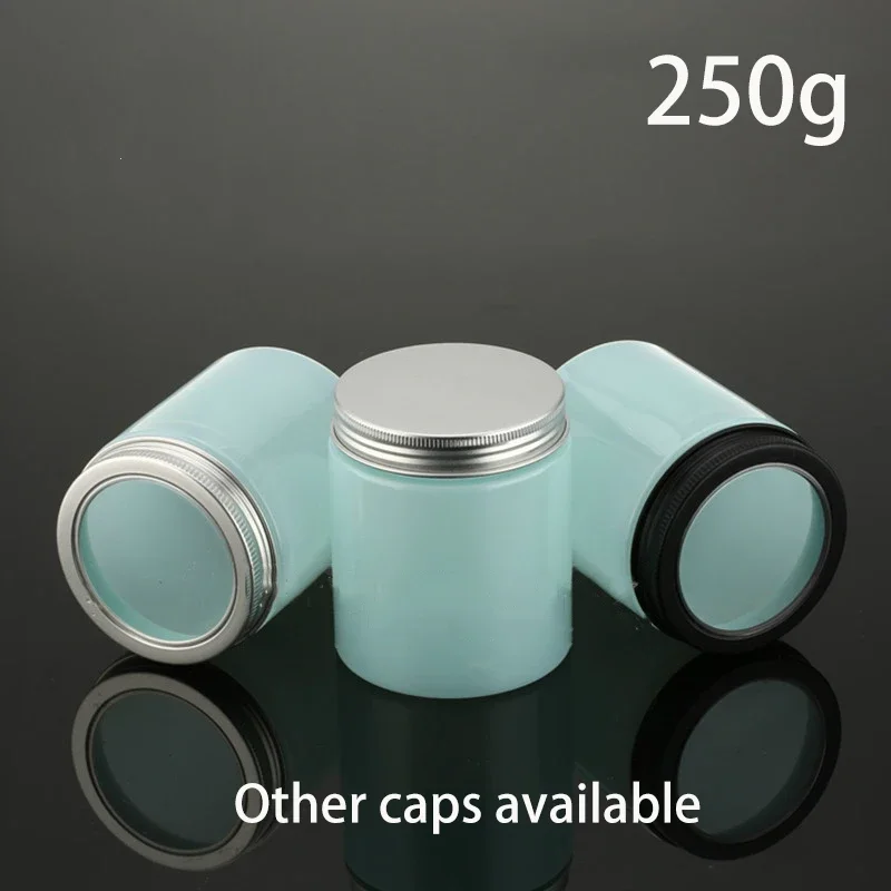 250g Empty Plastic Refillable Jar Candy Green Cosmetic Container 250ml Honey Cream Lotion Sugar Spice Cookie Bottle