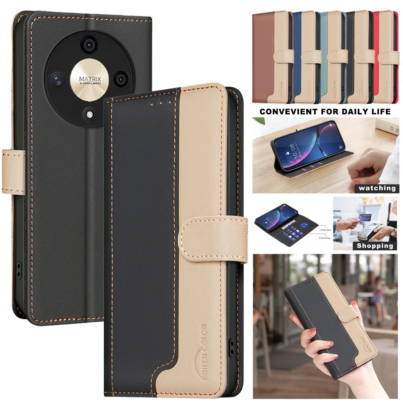 Cover Phone Case For Honor X9B X8B X7B X7A X6A X50i Magic6 Lite 5G Leather Case Wallet Skin Friendly Magnetic Flip Card Slot