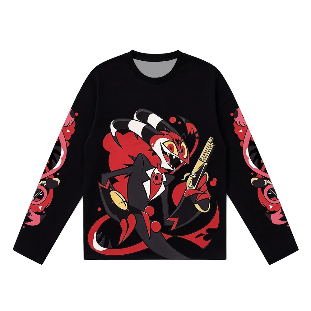 Helluva Boss Moxxie Blitzo Long Sleeve T-shirt Anime Graphic 3D Full Print Merch Tees Autumn Casual Unisex Streetwear O-neck Top