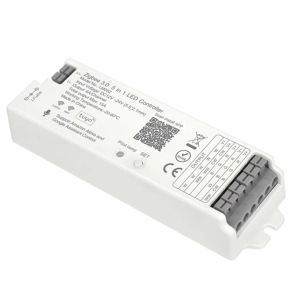 5-in-1 LM052 Tuya ZigBee 3.0 LED Controller Supports Monochrome CCT RGB RGBW RGBCT PWM LED Strip 2.4G Remote Control LM091 - view 3