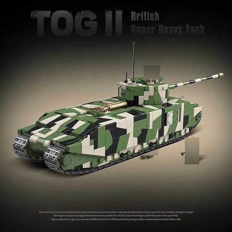 2288pcs Military Assembly Building Blocks MOC British Army TOG II Heavy Armor Dog Tank Model Educational Toy Gift for Boys