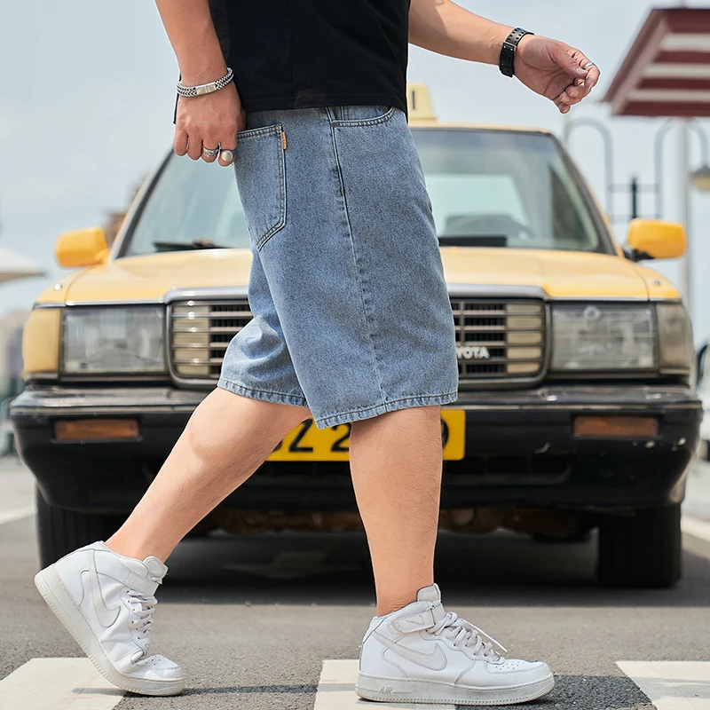 Plus Size Jeans Shorts for Men 32-48 Men\'s Loose Casual Short Pants Big Size Short Denim Pants 70-140kg