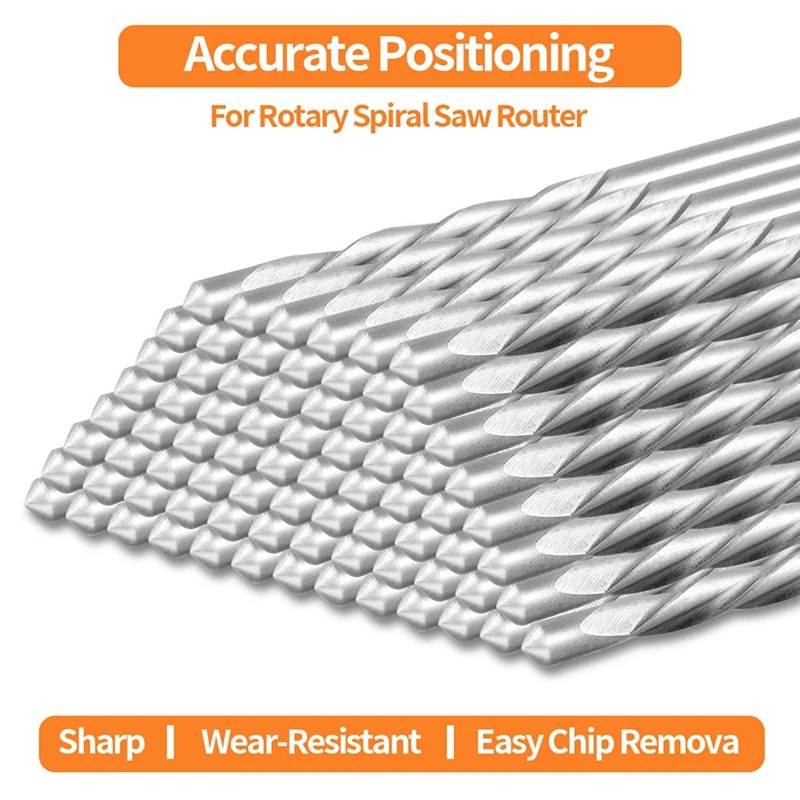 B62B 60 Pcs Drywall Router Bits 1/8 Inch Guide Point Cutting Bits for Spiral Saw Drywall Cutting