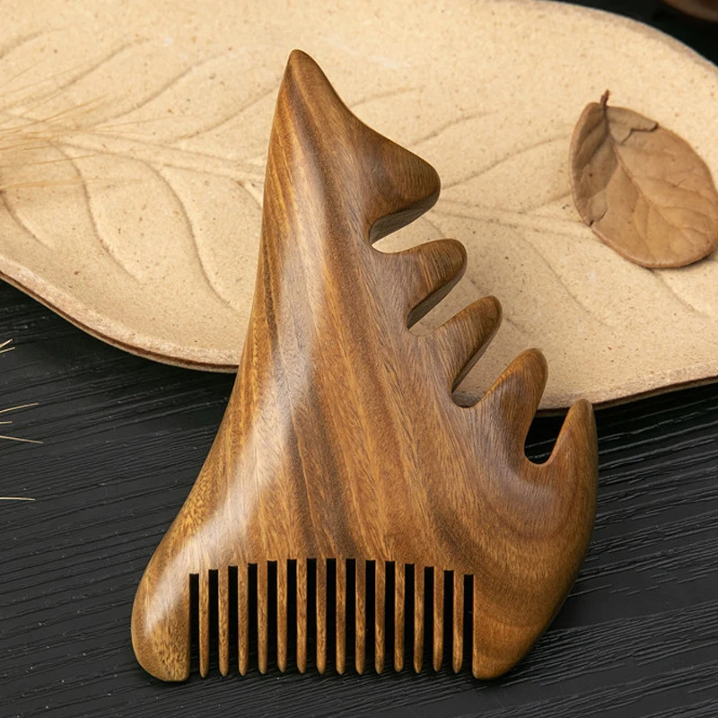 1PC Sandalwood Multi-function Meridian Massage Comb Head Massager Scalp Big Tooth Sandalwood Anti-hair Loss Comb