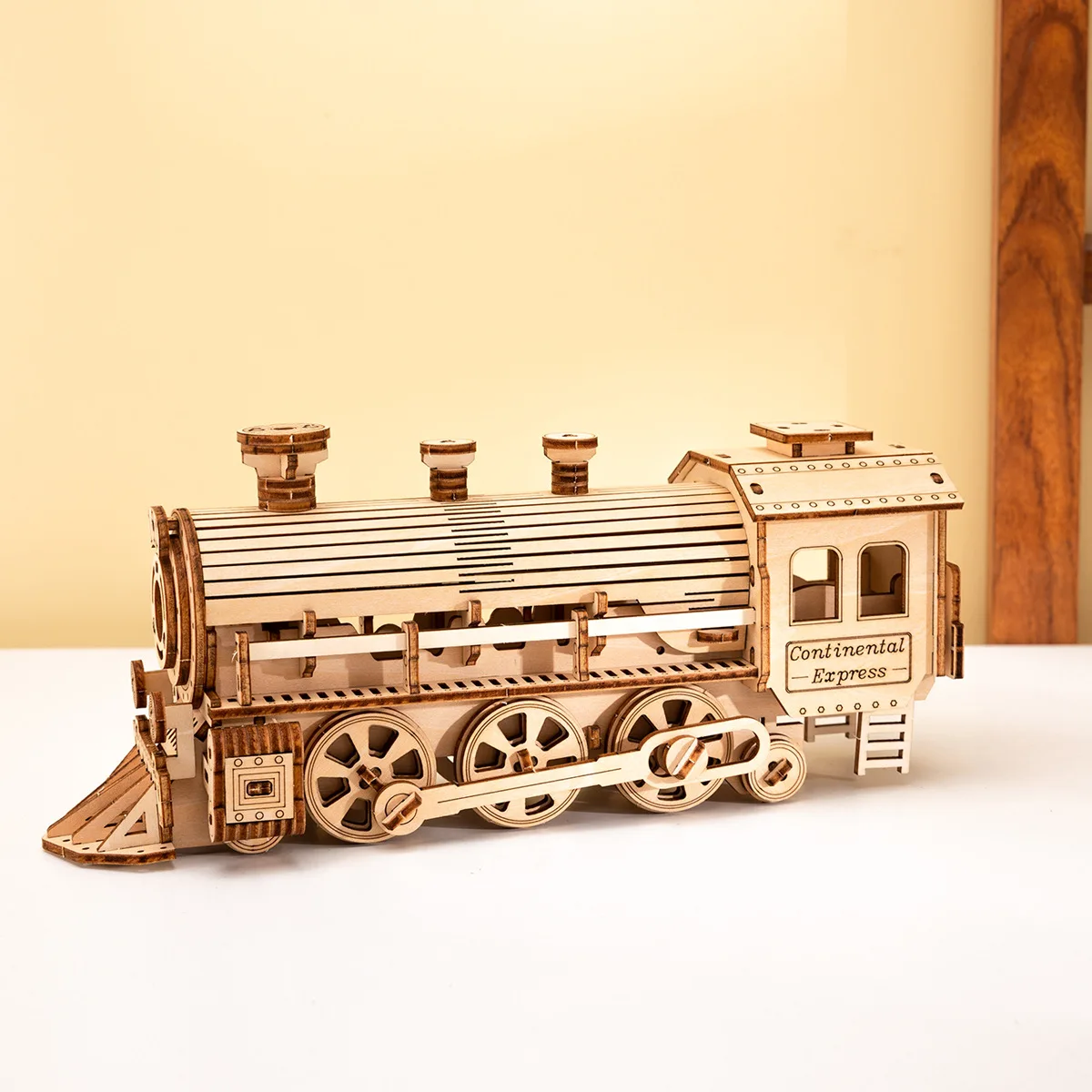 Steam Train Wooden Three-dimensional Puzzle 3D Retro Mechanical Model Assembled Building Blocks Toys Gifts