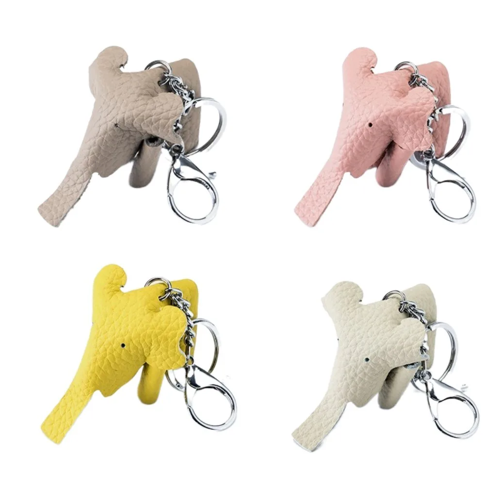 Funny Genuine Leather Lucky Elephant Keychain Gift Handmade Elephant Pendant DIY Multiple Styles Backpack Accessories Key