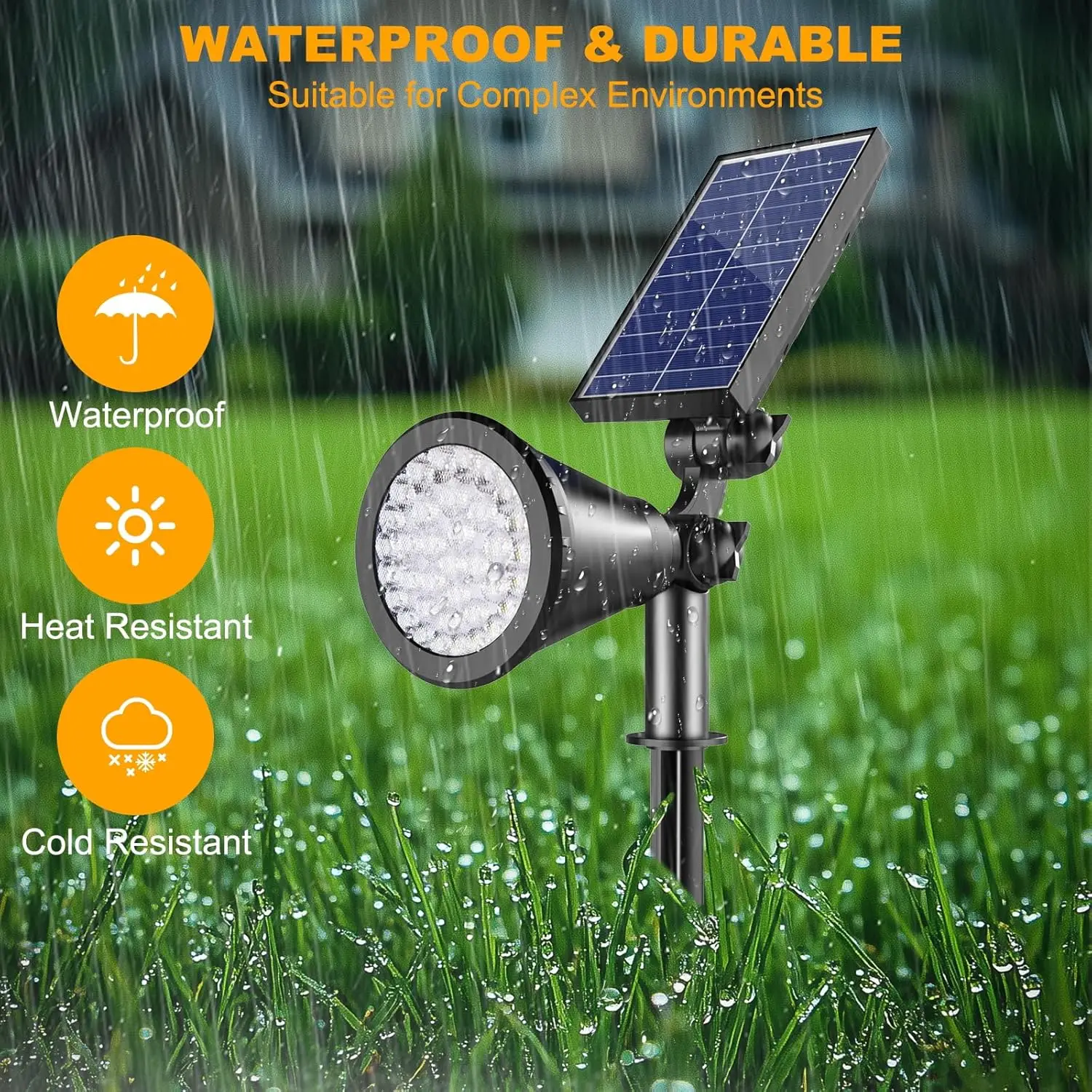 36 LEDs Solar Spot Lights Outdoor, 1000LM Adjustable Waterproof Landscape Lighting for Garden Yard Pathway - 4 Pack Cool White