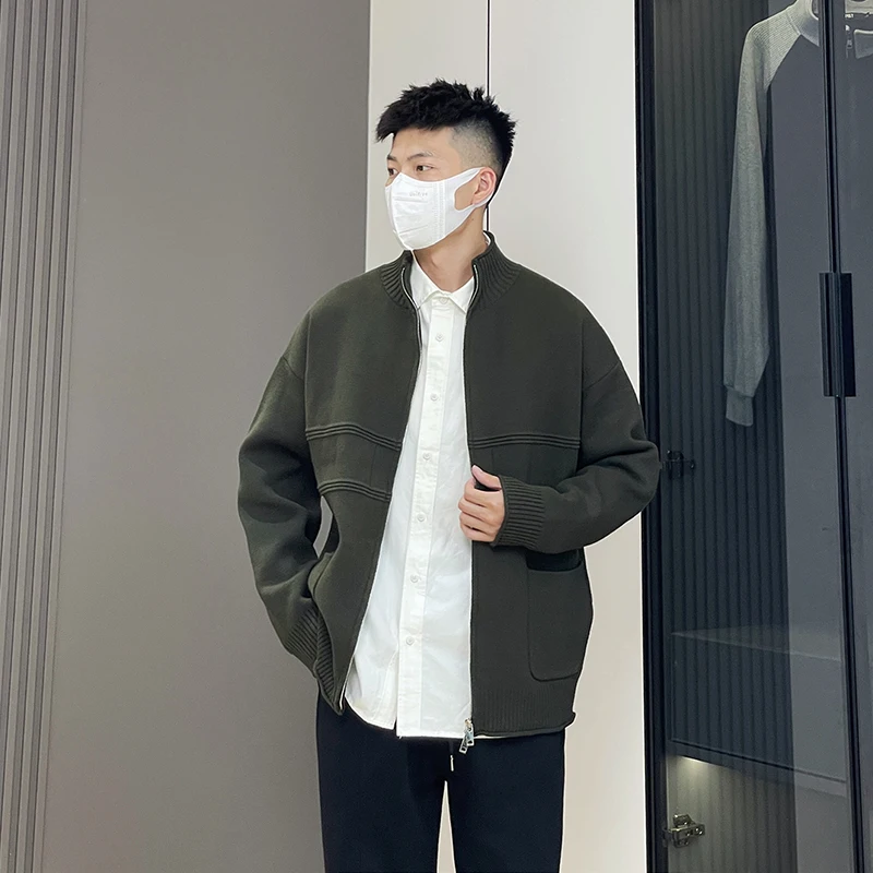 

Мужской свободный вязаный кардиган на молнии, повседневный длинный свитер свека, весна-осень, сезонный модный брендовый удобный ленивый слей