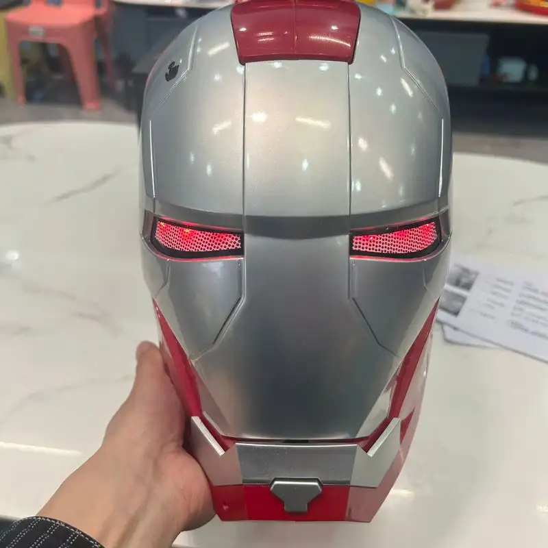 Marvel comics homem de ferro capacete elétrico wearable máscara 1:1 abertura automática e fechamento modelo personagens brinquedos adultos presente aniversário