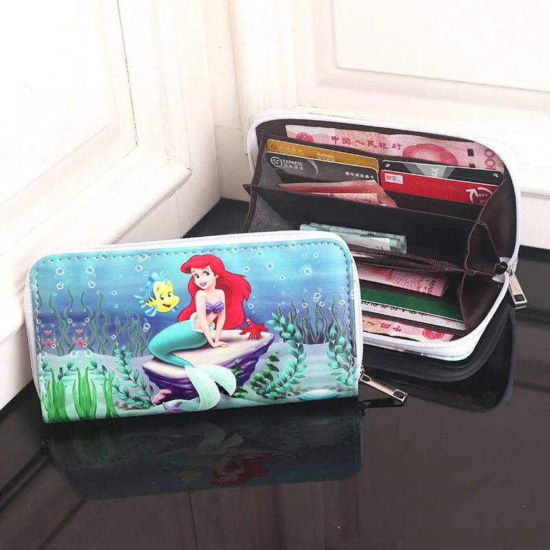 Disney Ariel Coin Purse Kawaii Cartoon Anime Cute Students Keychain Card Case I.d. Holder Zip Style Wallets Toys Girls Gifts