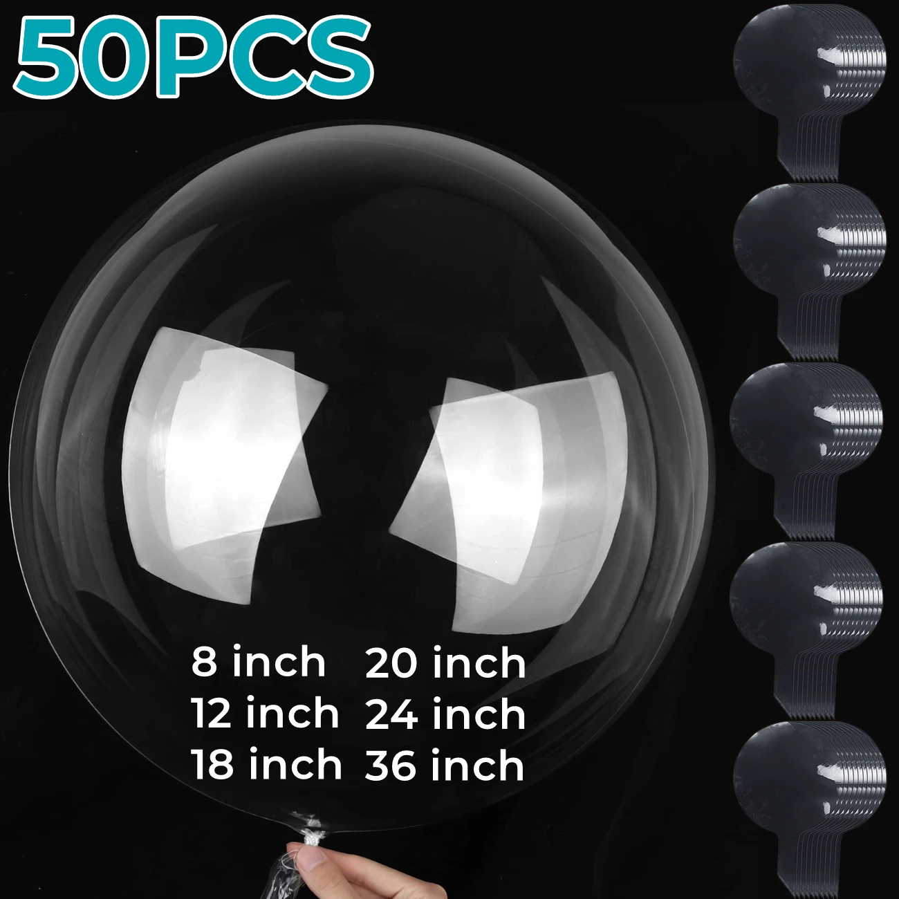 

50PCS Bobo Balloons Helium Style Transparent Round Ball Decorative Balloon For Happy Birthday Party Wedding Supplies Decorations