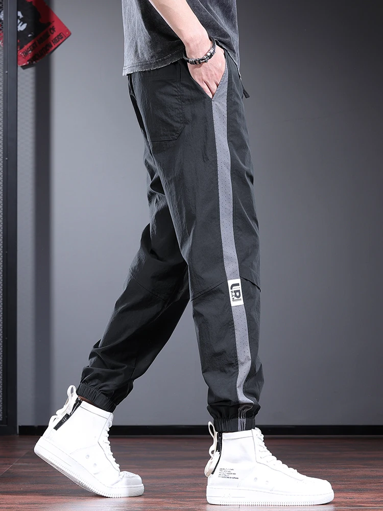 

Summer Thin Casual Pants Men's Harem Pants Korean Stripe Qui Dry Sports Pants Briti Large Size Cuffed Pants