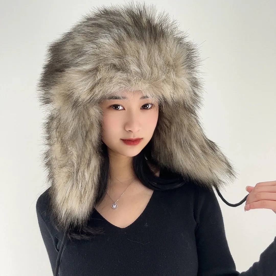 Unisex Fashion Winter Thickened Pilot Beanie Outdoor Warm Earflap Hat Trendy Plush Beanie